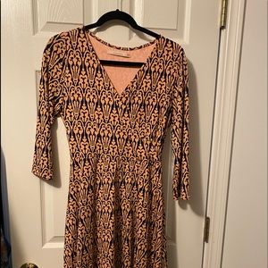 peach and navy blue dress